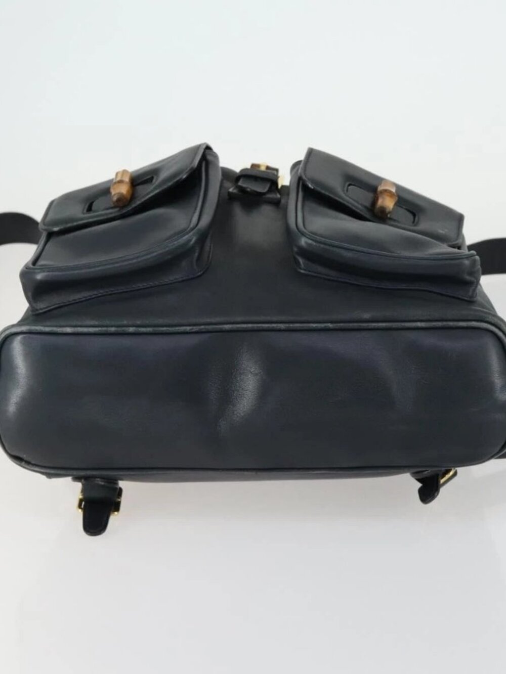 GUCCI Bamboo Backpack Leather Black Gold 003 2058 0016 Auth 156418 - Picture 6 of 16